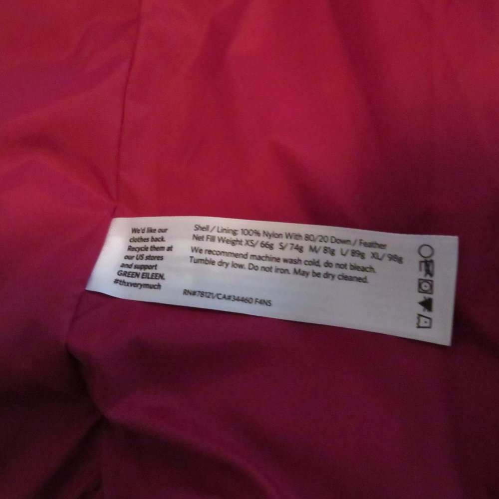 🎉⭐️🎉HP🎉⭐️🎉 Eileen Fisher, Down Puffer Vest-High Collar - S/P, Cranberry, EUC - Picture 11 of 15